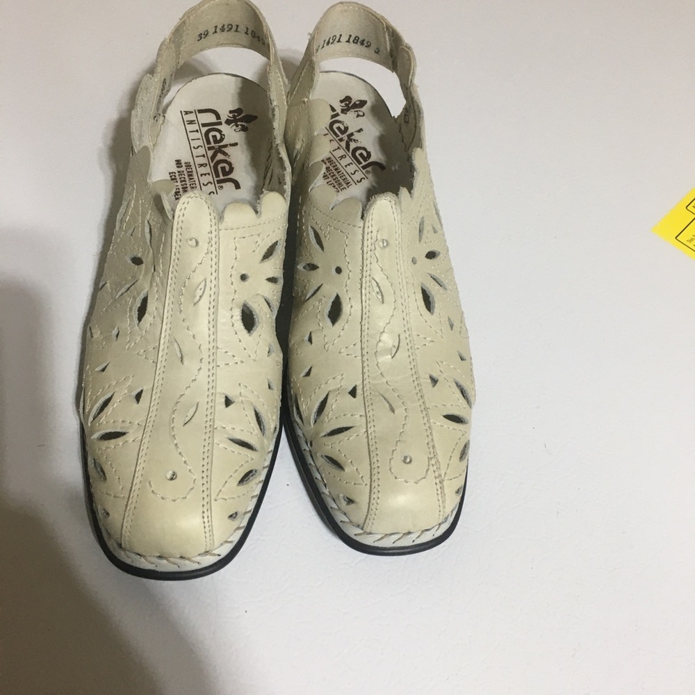 Rieker Cream Laser-Cut Slingback Flats